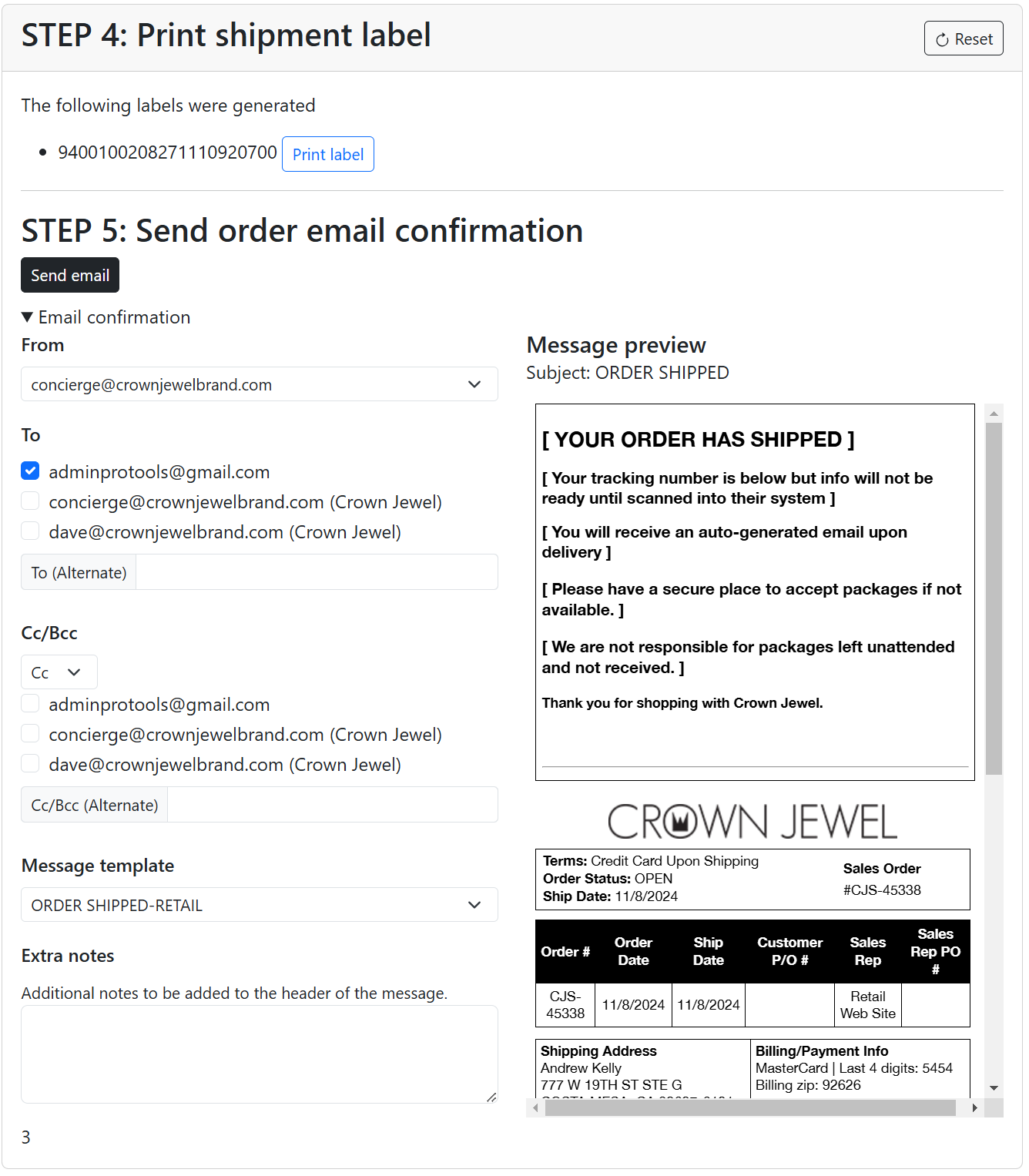 Shipping portal select rate